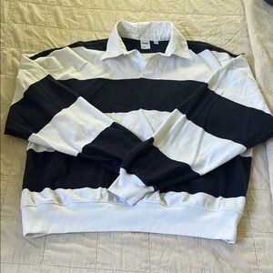 Mighty Cotton™ Lomu Polo Longsleeve Rugby navy and white stripe XS